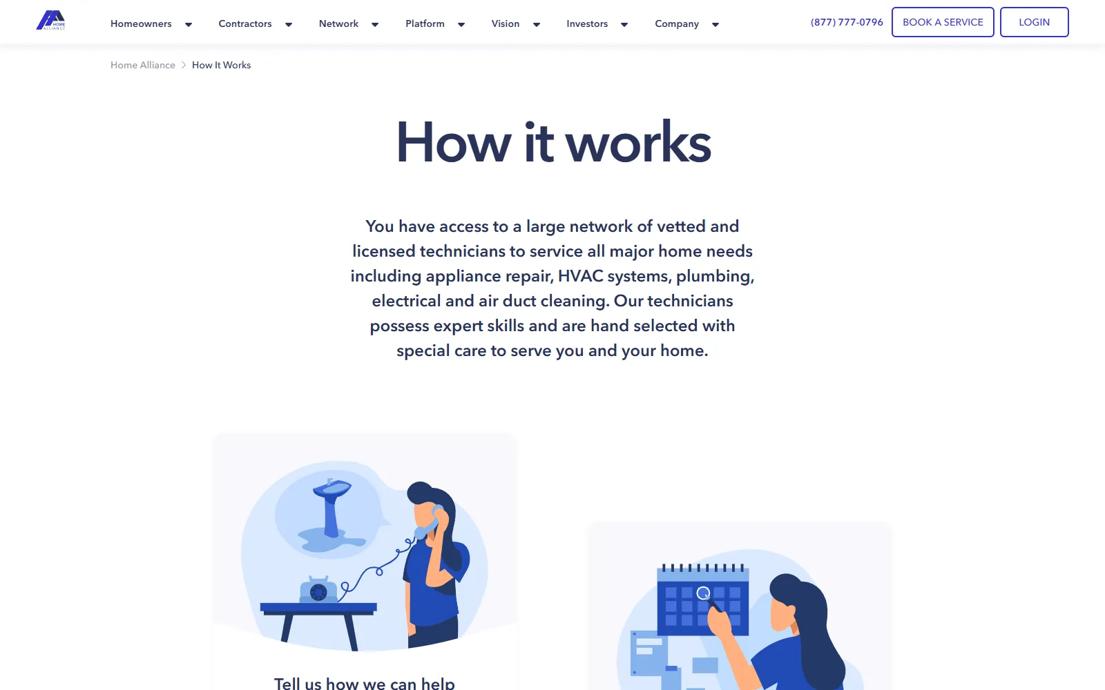 Страница «How it works» с иллюстрациями шагов