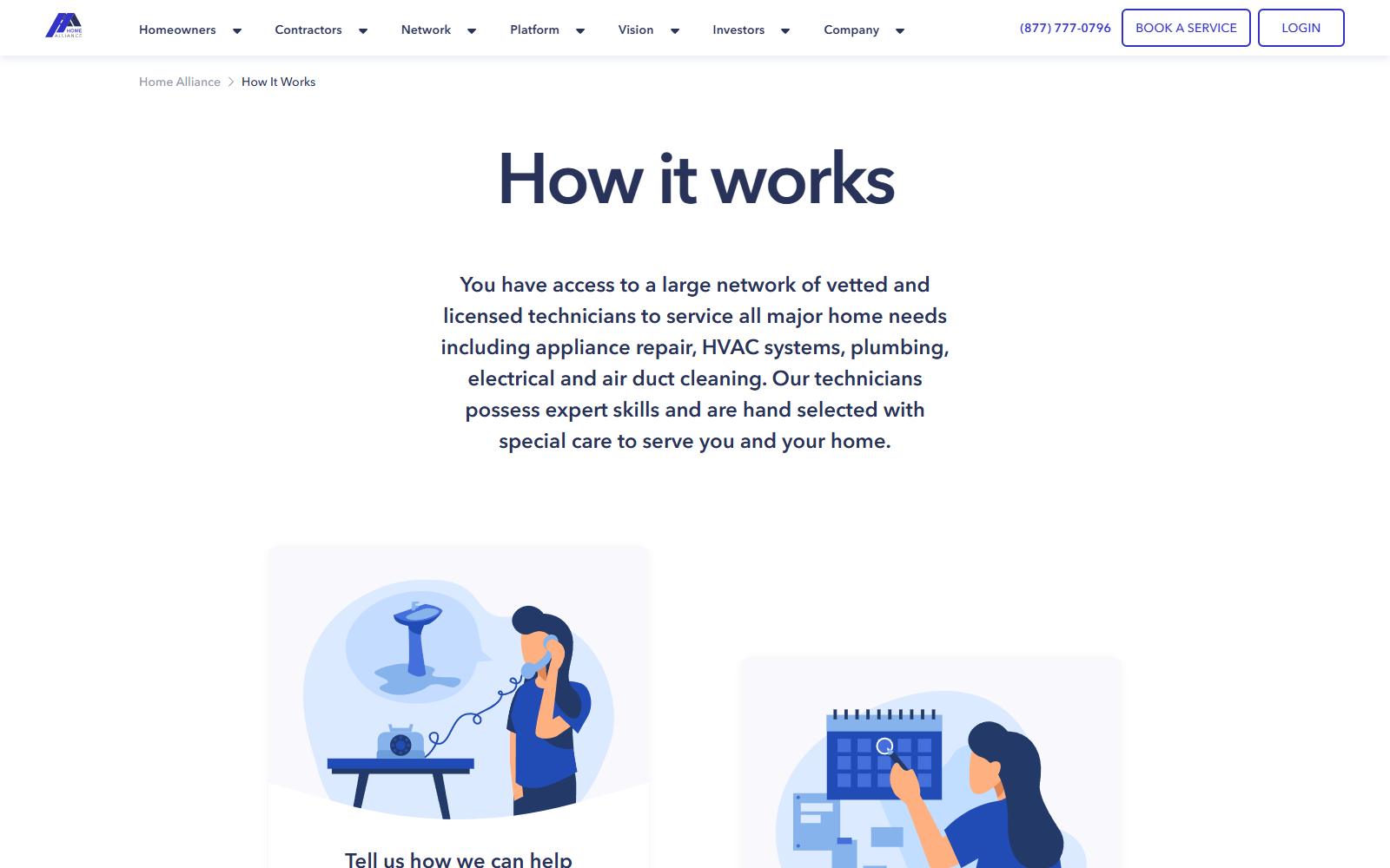 Страница «How it works» с иллюстрациями шагов